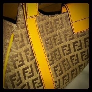 Fendi original mustard and brown handbag retail
